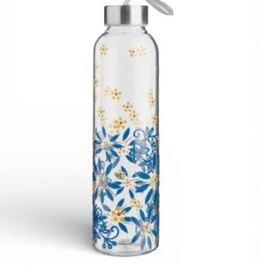 Floral Glass Water Bottle - Blue and Yellow by temp-tations